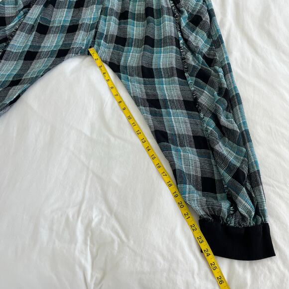 Free People Intimately Fallin For Flannel Blue Black Plaid Jumpsuit Medium - Picture 8 of 12